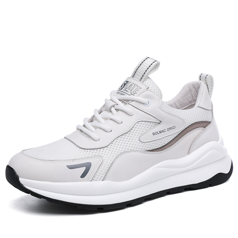 Genuine Leather Sneakers Men White Shoes New First Layer Cowhide Casual Torre Shoes All-match Breathable Platform Shoes For Men And Students