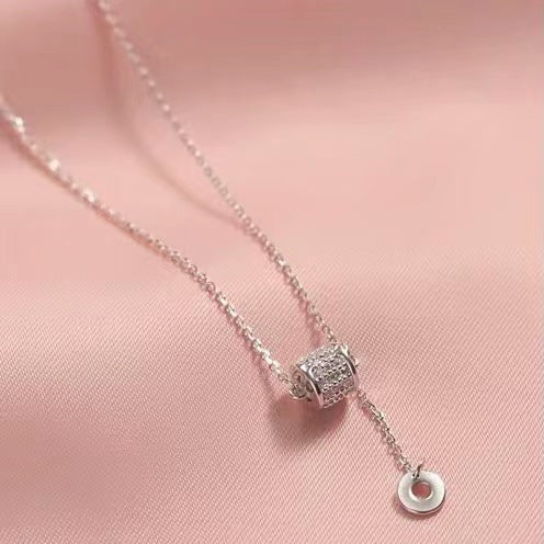 High-end Necklace Women's Light Luxury Niche Design Elegant 925 Sterling Silver Zircon Tassel Clavicle Chain