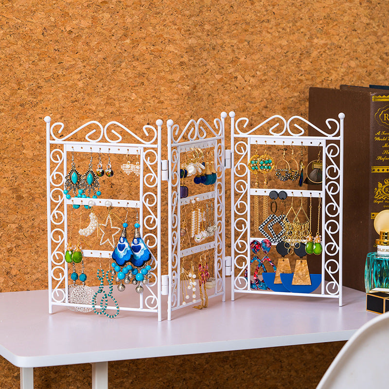 Necklace And Earring Jewelry Stand  Rack 3 Doors Style Metal Stand Holder Display Shelf Jewelry Organizer