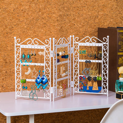 Necklace And Earring Jewelry Stand  Rack 3 Doors Style Metal Stand Holder Display Shelf Jewelry Organizer
