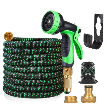 CheckMate24 XpandaHose Expandable  Garden Hose With Holder-Heavy Duty Superior Strength  Layer Latex Core Extra strong Brass Connerectors And 10 Spray Nozzle Storage Bag (Black & Green)