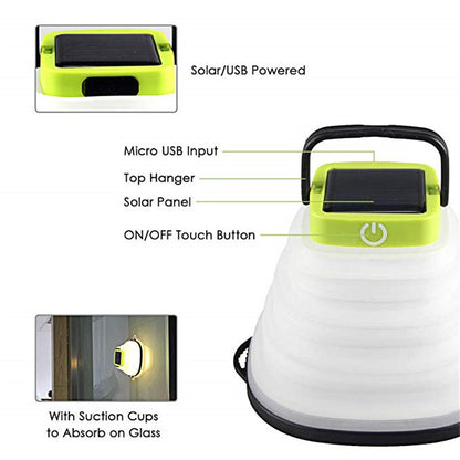 Opvouwbare campinglamp IP68 waterdichte zonne-opvouwbare lantaarn zonne-tentverlichting USB oplaadbare buitennachtgereedschap