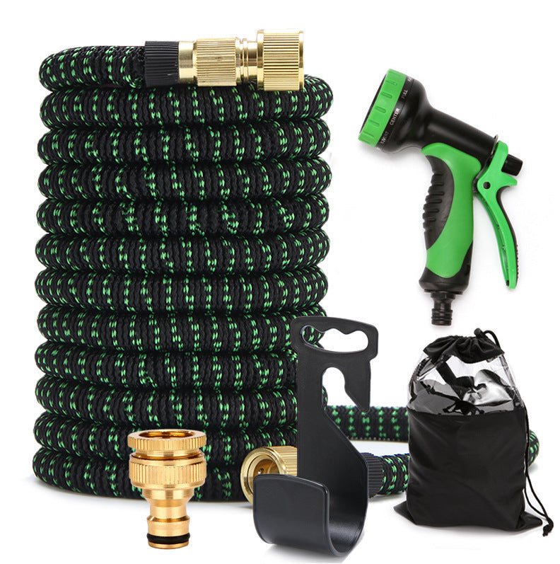 CheckMate24 XpandaHose Expandable  Garden Hose With Holder-Heavy Duty Superior Strength  Layer Latex Core Extra strong Brass Connerectors And Spray Nozzle Storage Bag (Black & Green)