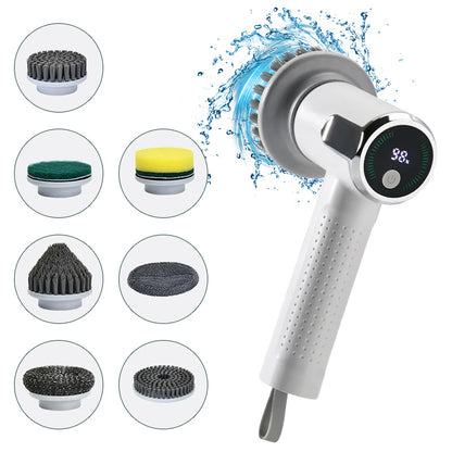 Multifunctional Smart Display Electric Cleaning Brush Wireless Kitchen Sink Cleaning Brush Waterproof Electric Pot Brush Cleaning Tool
