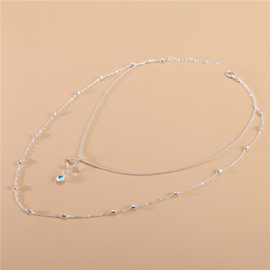 Fashion Metal Alloy Star Evil Eye Necklace