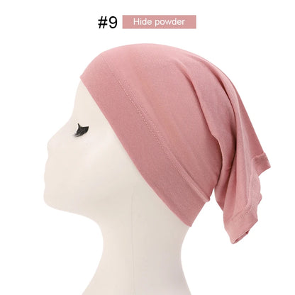 Fashion Muslim Hijab Caps Solid Underscarf Women Veil Modal Cotton Hijab Muslim Scarf Turbans Head  Women's Hijabs Hat Islamic
