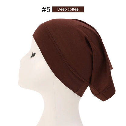 Fashion Muslim Hijab Caps Solid Underscarf Women Veil Modal Cotton Hijab Muslim Scarf Turbans Head  Women's Hijabs Hat Islamic