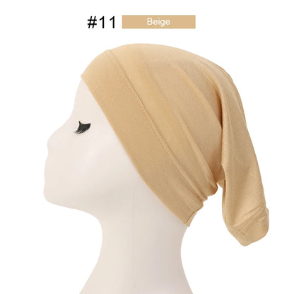 Fashion Muslim Hijab Caps Solid Underscarf Women Veil Modal Cotton Hijab Muslim Scarf Turbans Head  Women's Hijabs Hat Islamic