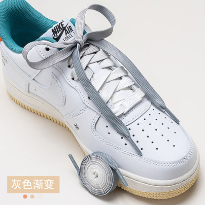 &quot;Rainbow Gradient&quot; 8mm Creative Color Polyester Flat Shoelaces Fit Canvas Shoes Small White Shoes High Aj