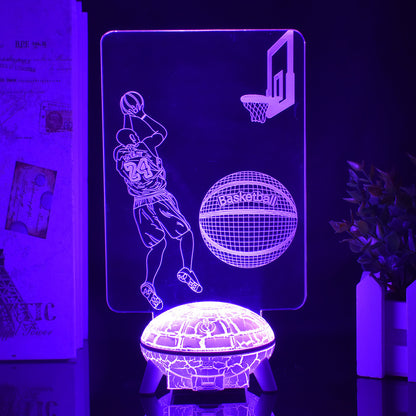 Basketball Kobe Commemorative 3D Night Light Remote Control Touch UFO Base LED Colorful Table Lamp School Event Souvenir