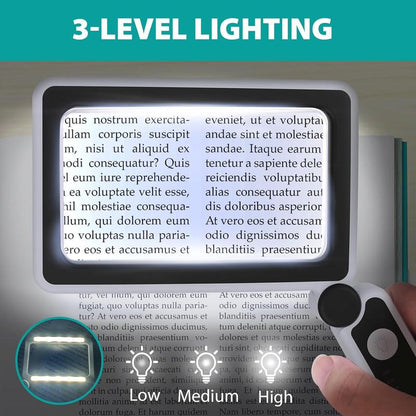 Magnifier LED Light - Rechargeable, LED Light Book Page Magnifier, 5X,Magnifying Glass for Reading,Magnifying Glass,Reading Magnifier for Books,Book Magnifier for Reading,